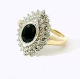 Vintage-Ring in 14 Karat Gelb- und Weißgold mit Saphir und Diamanten