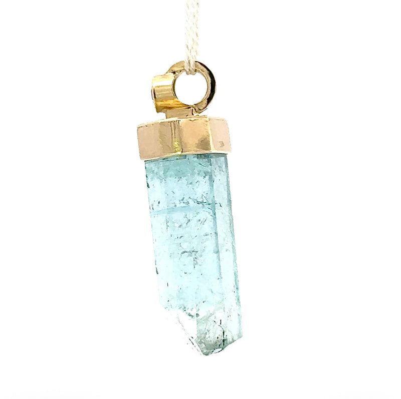 Ausgefallener Aquamarin-Anhänger in 14 Karat Gelbgold mit Brillant