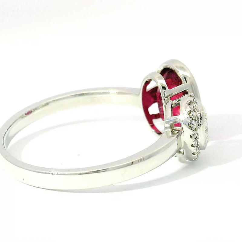 Eleganter Ring in 18 Karat Weißgold mit Rubellit & Brillanten