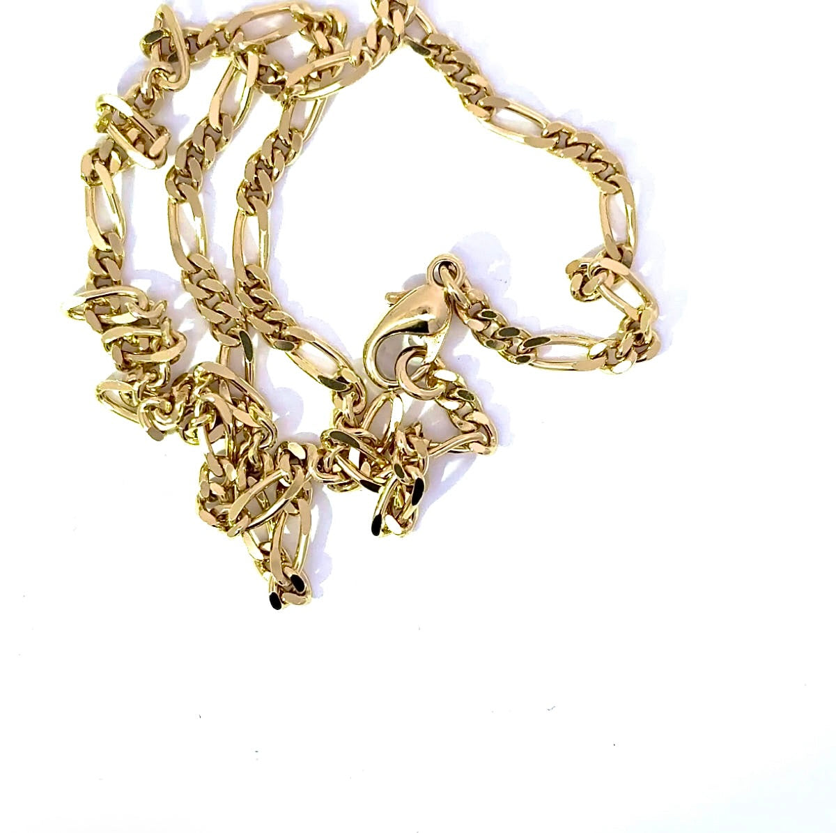 Luminous Figaro Panzer Chain in 18 Carat Yellow Gold with Carabiner Clasp