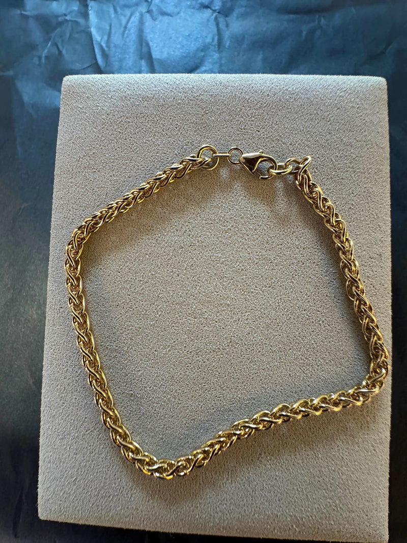 Elegantes Zopf Armband in 14 Karat Gelbgold mit Karabiner | Armband - Schmuck Schroll