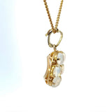 Eleganter Anhänger in 14 Karat Gelbgold mit Mondsteinen & Diamanten