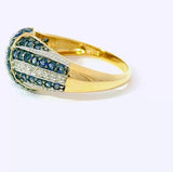 Wirkungsvoller Ring in 14 Karat Gelbgold mit Saphiren & Diamanten