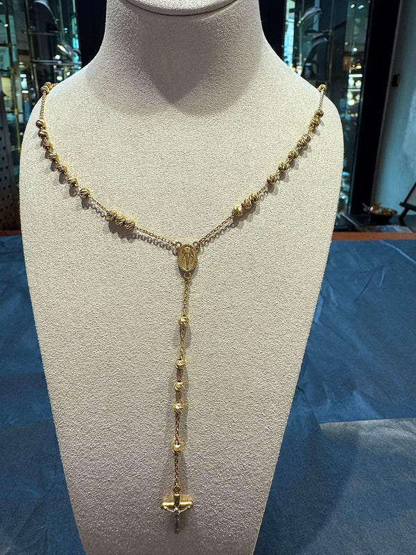 Zeitloser Rosenkranz in 14 Karat (585) Gelbgold mit Madonna & Jesus