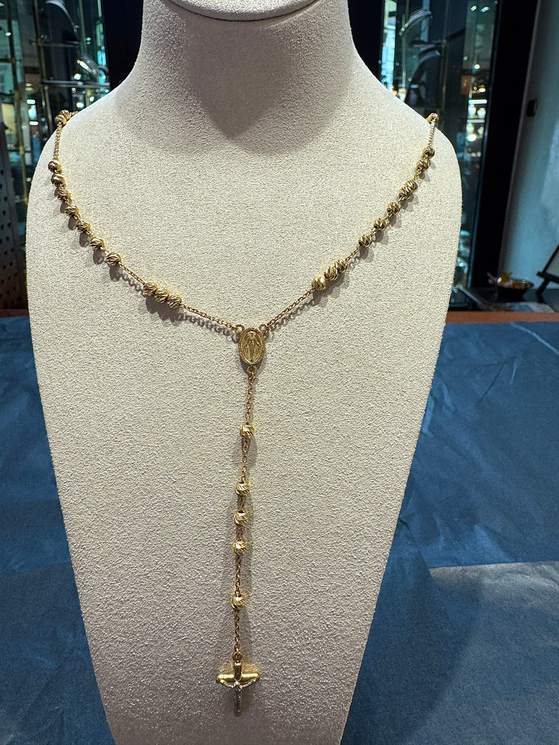 Zeitloser Rosenkranz in 14 Karat (585) Gelbgold mit Madonna & Jesus | Halsketten - Schmuck Schroll