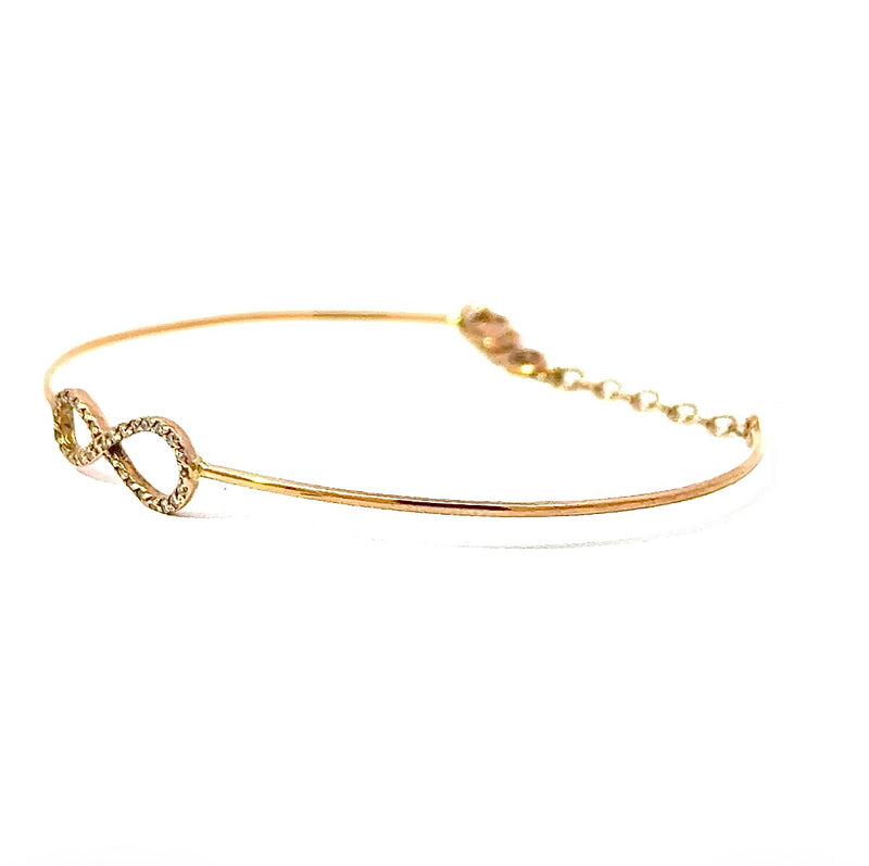 Zierlicher Armreif in 18 Karat warmem Roségold mit Unendlichkeitszeichen