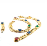 Einmaliges Collier / Armband in 18 Karat Gelbgold mit Saphiren & Smaragden
