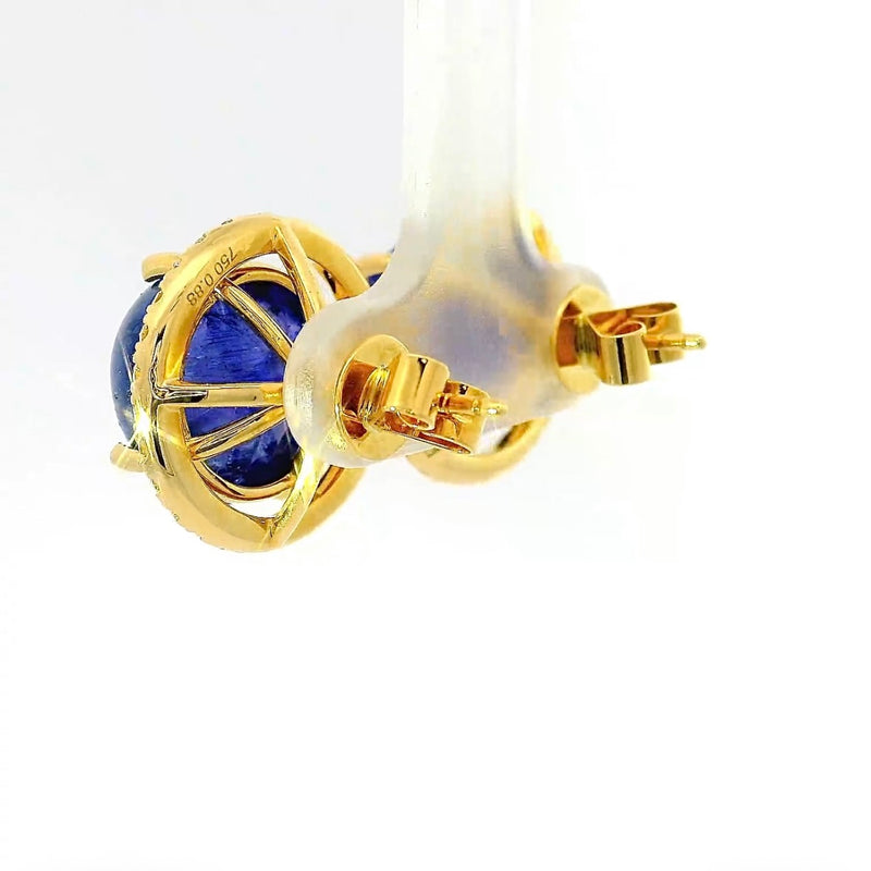 Beeindruckende Ohrringe in 18 Karat Gelbgold mit feinen Tansaniten & Brillanten