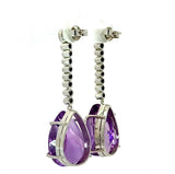 Edle Hängeohrringe in 18 Karat Weißgold mit Altschliff-Diamanten & Amethysten