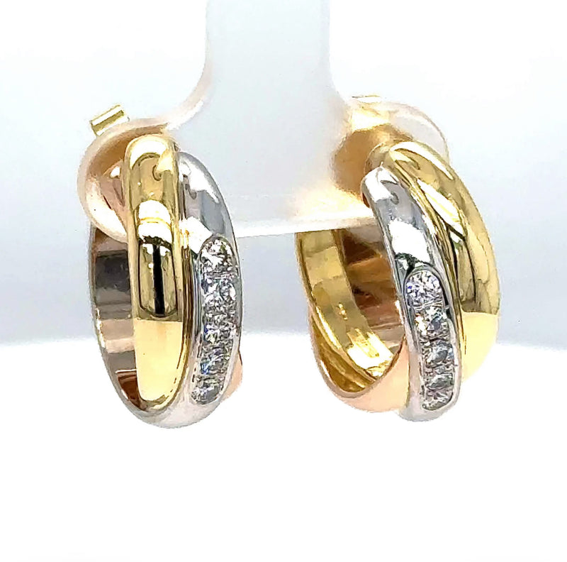 Edle Wempe Ohrringe in 18 Karat Tricolor Gold mit hochfeinen Brillanten