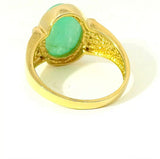 Feiner Ring in 14 Karat Gelbgold mit Jadeit und Brillanten