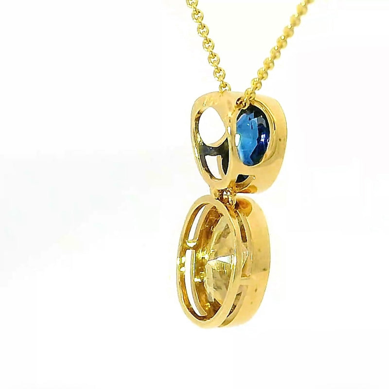 Edler Anhänger in 18 Karat Gelbgold mit hochfeinem Saphir & Fancy Brillant