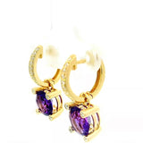 Elegante Ohrringe in 14 Karat Gelbgold mit Brillanten & intensiven Amethysten