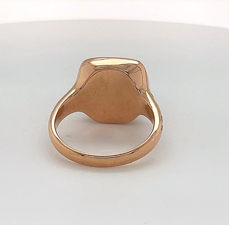 Moderne ring van 18 karaat roségoud met rhodoliet en briljant geslepen diamanten
