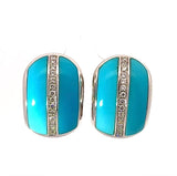 Exklusive 18 Karat Weißgold-Kreolen mit Türkis & Brillanten