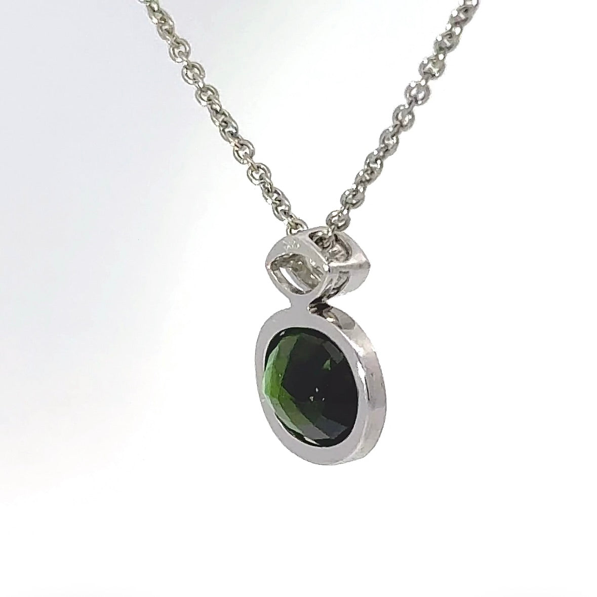 Modern Tourmaline Pendant in 14 Karat White Gold with Navette Brilliant