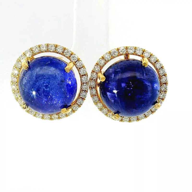 Beeindruckende Ohrringe in 18 Karat Gelbgold mit feinen Tansaniten & Brillanten