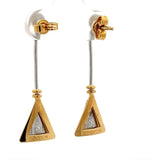 Handgefertigte Ohrringe in 18 Karat Gelbgold und 950er Platin mit Brillanten