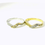 Ausgefallenes Ring-Duo in 14 Karat Gelb- & Weißgold mit Diamanten