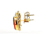 Kunstvolle Ohrringe in 14 Karat Gelbgold mit handgeschnitzter Muschelkamee