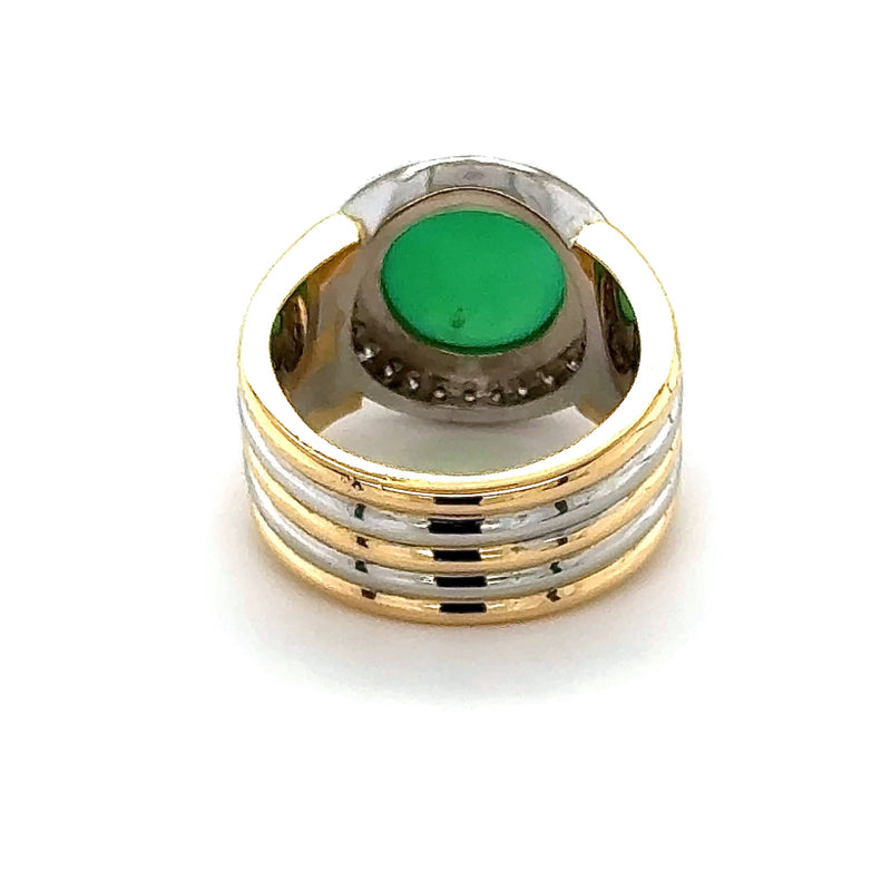 Massiver Bicolor Ring in 18 Karat Gold mit feinen Chrysopras & Brillanten