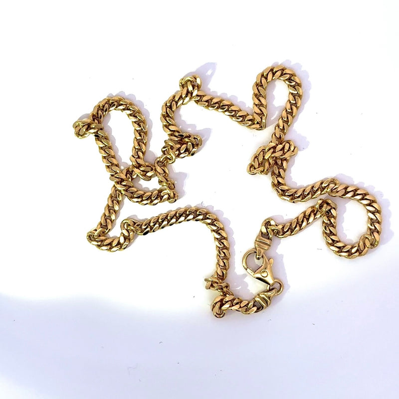 Abgerundete Panzerkette in 14 Karat Gelbgold mit Karabiner