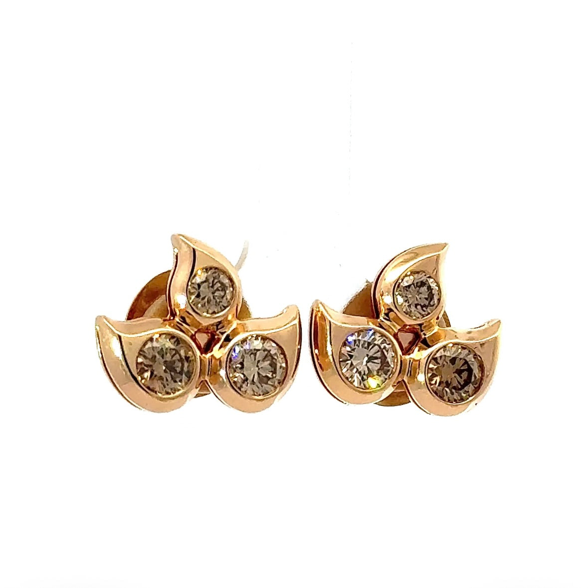 Edle Tamara Comolli Snowflake Ohrstecker in 18 Karat Roségold mit farbigen Brillanten