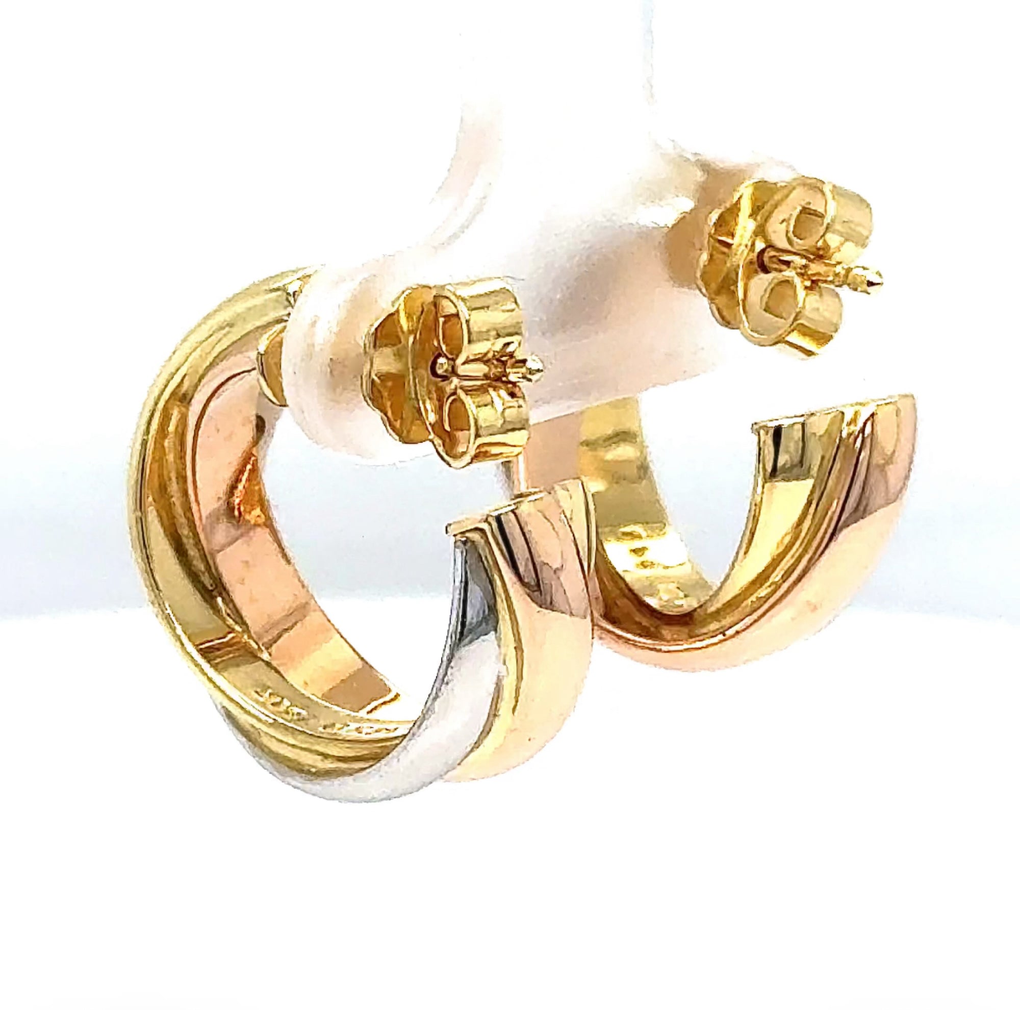 Edle Wempe Ohrringe in 18 Karat Tricolor Gold mit hochfeinen Brillanten
