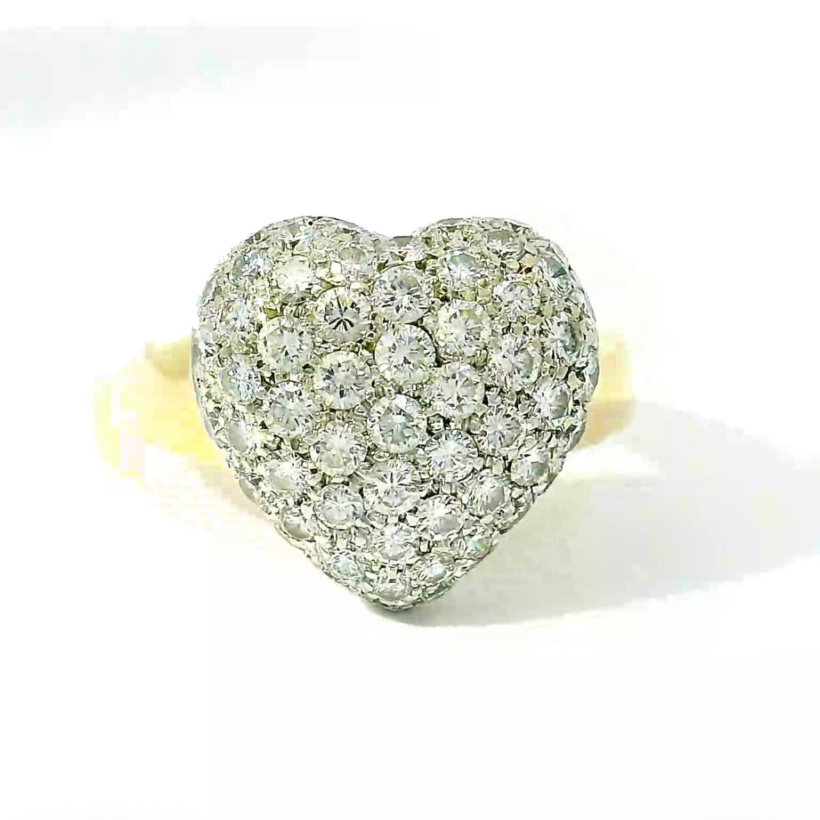 Hochwertiger Herz-Ring in 18 Karat Gelb- & Weißgold mit Brillanten