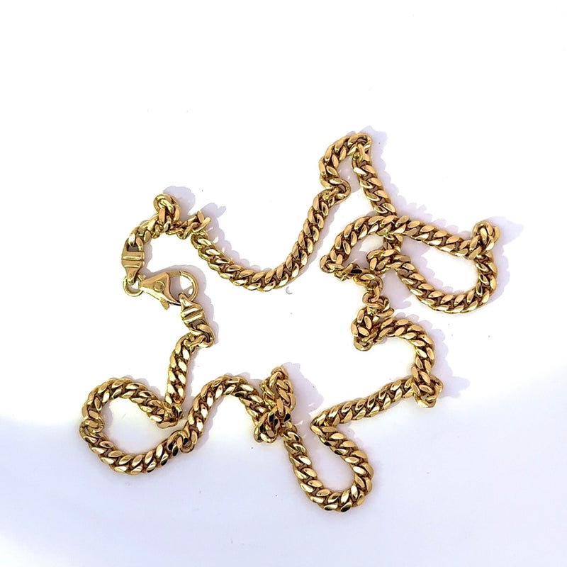 Abgerundete Panzerkette in 14 Karat Gelbgold mit Karabiner