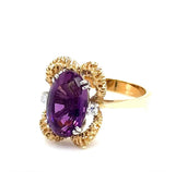 Handgefertigter Amethyst Ring in 14 Karat Gelb -& Weißgold mit Brillanten
