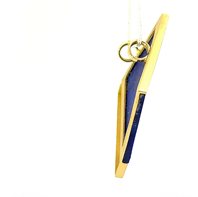 Einmaliger Anhänger in 18 Karat Gelbgold mit Lapis Lazuli und rosa Turmalin