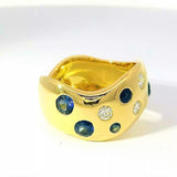 Eleganter Ring in 18 Karat Gelbgold mit Saphiren & Brillanten