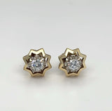 Stilvolle Ohrstecker in 14 Karat (585) Gelb-und Weißgold mit feinen Brillanten