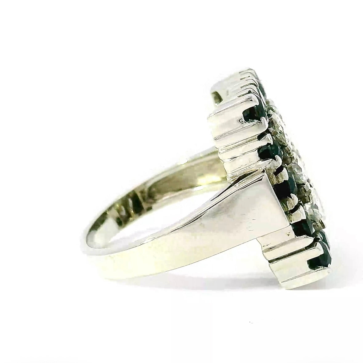 Prunkvoller Vintage Ring in 14 Karat Weißgold mit Brillanten & Saphiren