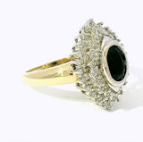 Vintage-Ring in 14 Karat Gelb- und Weißgold mit Saphir und Diamanten