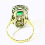 Art Deco Ring in 14 Karat Gelb- & Weißgold mit Smaragd & Diamanten