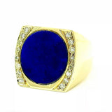 Dominanter Ring in 14 Karat Gelbgold mit Lapis Lazuli und Diamanten