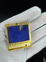 Einmaliger Anhänger in 18 Karat Gelbgold mit Lapis Lazuli und rosa Turmalin
