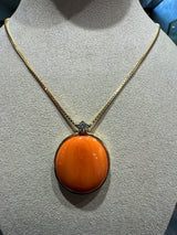 Eleganter Anhänger in 14 Karat Gelb- & Weißgold mit Brillant und leuchtender Koralle