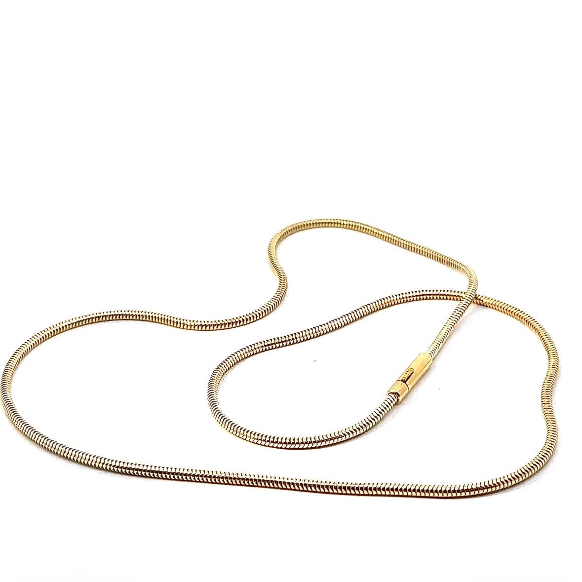 Solid snake chain in 14 karat (585) yellow gold with a box clasp