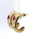 Zeitlose Halbkreolen in 14 Karat Gelbgold mit Rubin und Brillanten