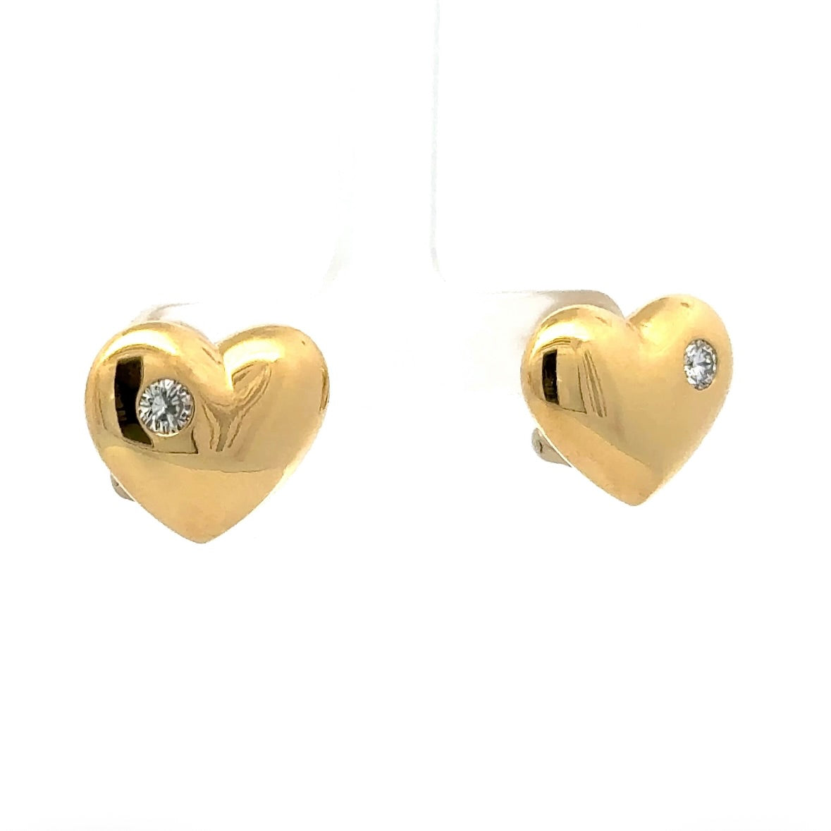 Edle Herz-Ohrringe in 18 Karat Gelbgold mit feinen Brillanten