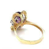 Handgefertigter Amethyst Ring in 14 Karat Gelb -& Weißgold mit Brillanten