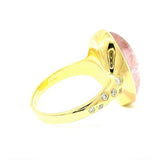 Moderner Ring in 18 Karat Gelbgold mit großem Morganit & Brillanten
