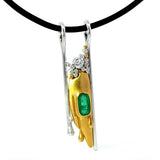 Einmaliger Anhänger in 18 Karat Weißgold & 900er Gelbgold mit Smaragd & Brillanten