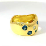 Eleganter Ring in 18 Karat Gelbgold mit Saphiren & Brillanten