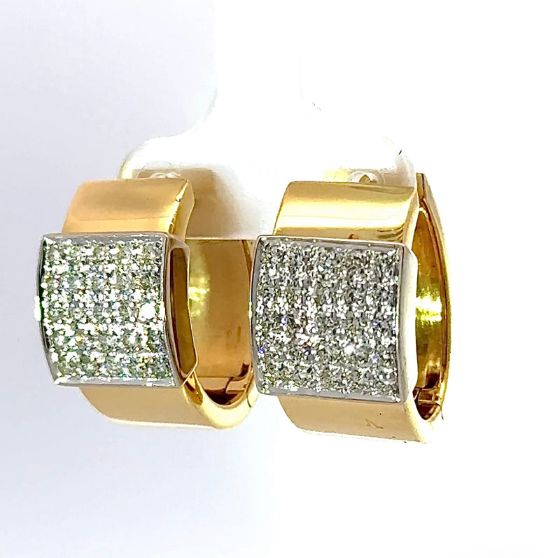 Handgefertigte Kreolen in 18 Karat (750) Gelb- und Weißgold mit hochfeinen Brillanten