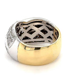 Solid bicolor ring in 18 carat (750) gold with 156 brilliant-cut diamonds