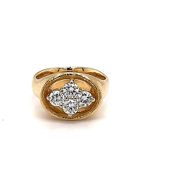 Hoogwaardige Jaufmann-ring in 18 karaat geelgoud met diamanten van topkwaliteit